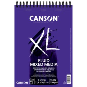 Canson XL Fluid Mixed Media Pad, 9 x 12 in, top-wire, 30 sheets