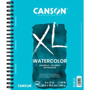 Canson XL Watercolor Pad, 9 x 12 in, side-wire, 30 sheets