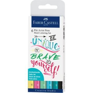 Faber-Castell Pitt Artist Pen India Ink, Hand Lettering Set of 6, Pastel
