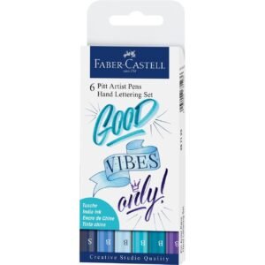 Faber-Castell Pitt Artist Pen India Ink, Hand Lettering Set of 6, Blue